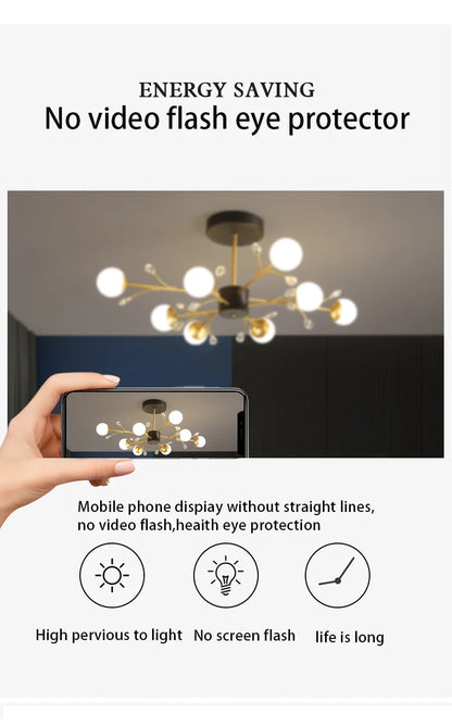 Postmodern gold modern chandelier luxury lustres de cristal living room lamp simple bedroom atmosphere Nordic dinning chandelier