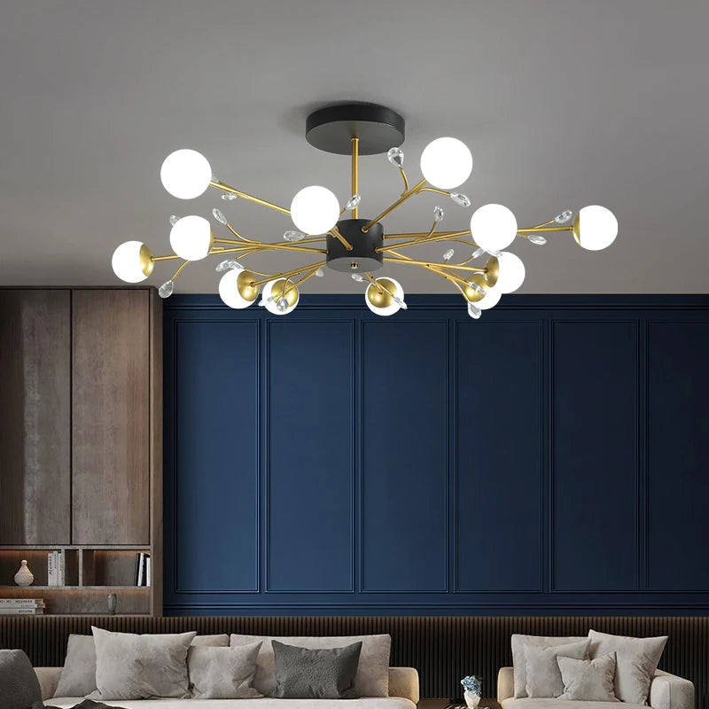 Postmodern gold modern chandelier luxury lustres de cristal living room lamp simple bedroom atmosphere Nordic dinning chandelier