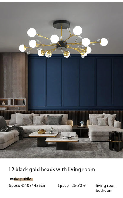 Postmodern gold modern chandelier luxury lustres de cristal living room lamp simple bedroom atmosphere Nordic dinning chandelier