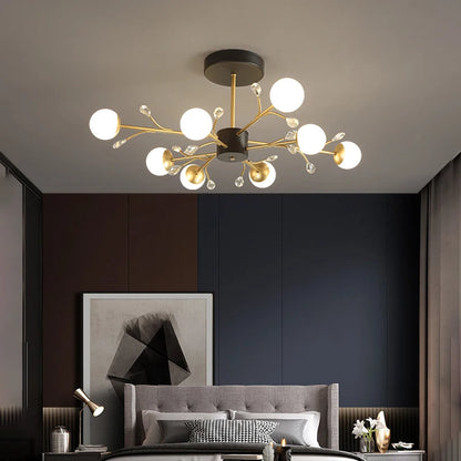 Postmodern gold modern chandelier luxury lustres de cristal living room lamp simple bedroom atmosphere Nordic dinning chandelier