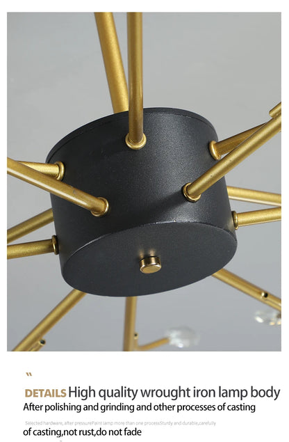 Postmodern gold modern chandelier luxury lustres de cristal living room lamp simple bedroom atmosphere Nordic dinning chandelier