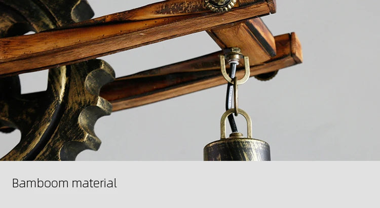 American Light Design Vintage Chandelier Retro Cafe Bar Restaurant Wooden Loft Pendant Lamp Gear Industrial Hanging Glass Light