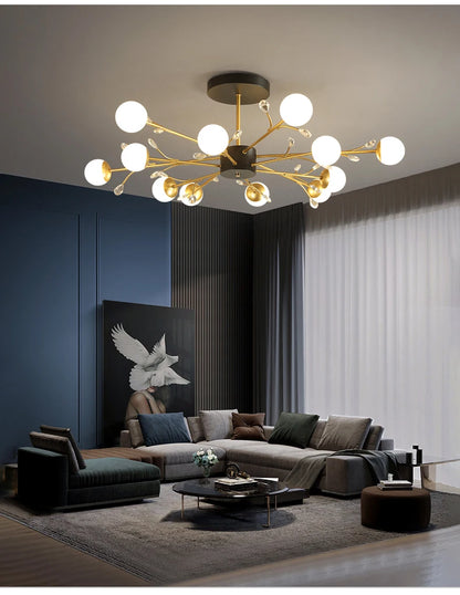 Postmodern gold modern chandelier luxury lustres de cristal living room lamp simple bedroom atmosphere Nordic dinning chandelier