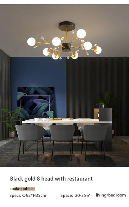 Postmodern gold modern chandelier luxury lustres de cristal living room lamp simple bedroom atmosphere Nordic dinning chandelier