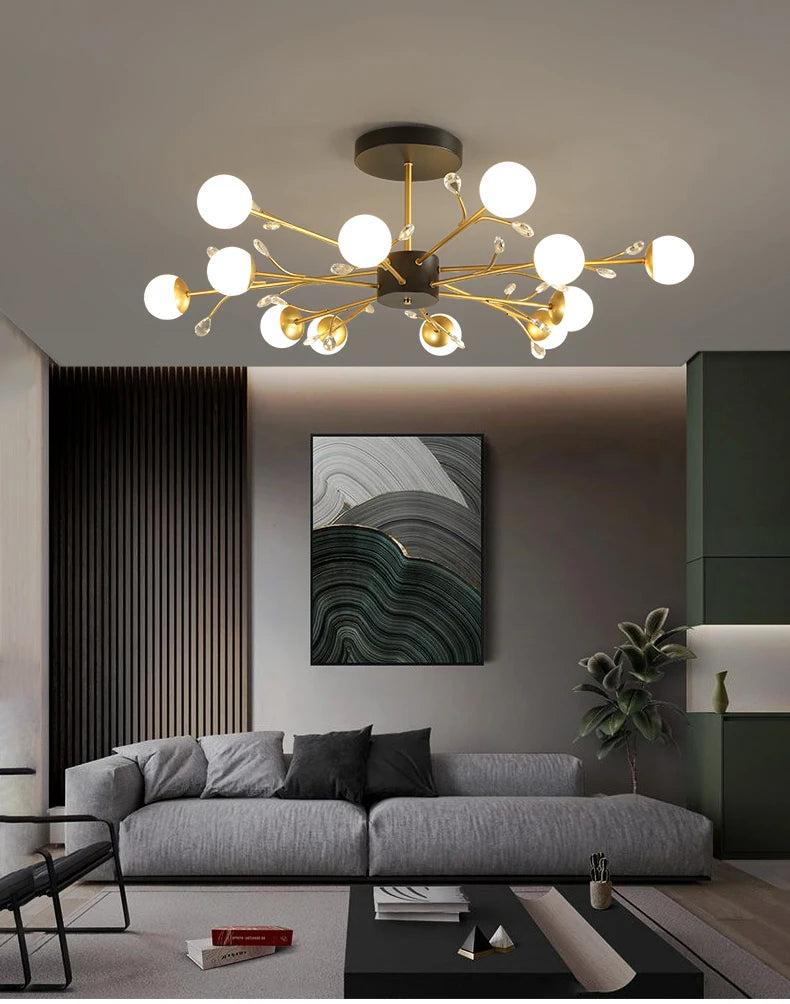Postmodern gold modern chandelier luxury lustres de cristal living room lamp simple bedroom atmosphere Nordic dinning chandelier