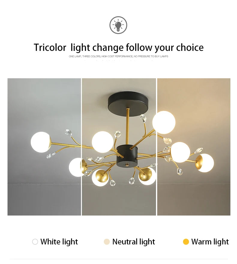 Postmodern gold modern chandelier luxury lustres de cristal living room lamp simple bedroom atmosphere Nordic dinning chandelier