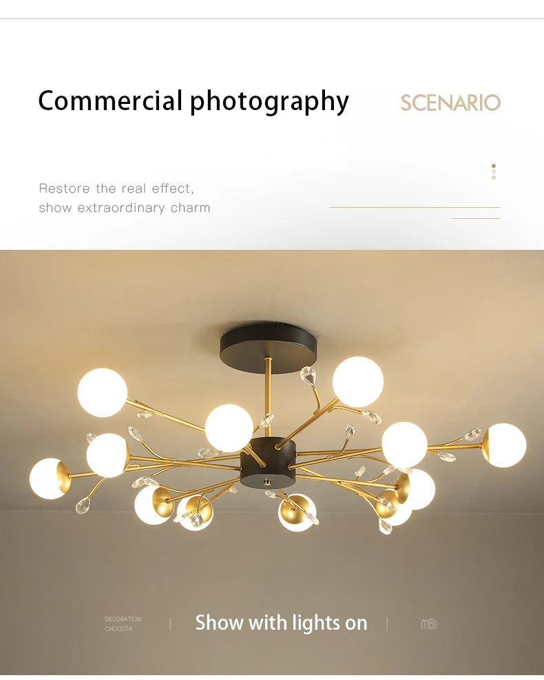 Postmodern gold modern chandelier luxury lustres de cristal living room lamp simple bedroom atmosphere Nordic dinning chandelier