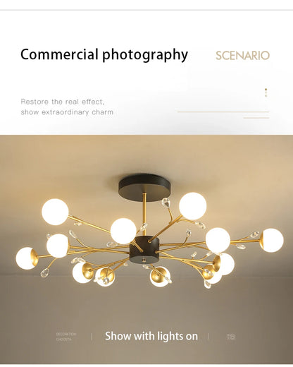 Postmodern gold modern chandelier luxury lustres de cristal living room lamp simple bedroom atmosphere Nordic dinning chandelier