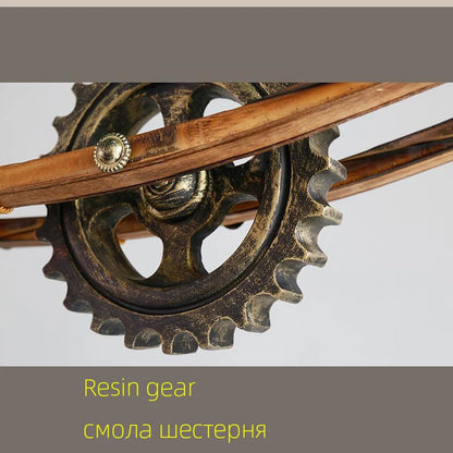 American Light Design Vintage Chandelier Retro Cafe Bar Restaurant Wooden Loft Pendant Lamp Gear Industrial Hanging Glass Light