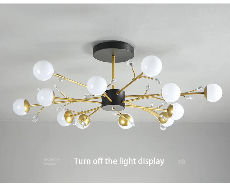 Postmodern gold modern chandelier luxury lustres de cristal living room lamp simple bedroom atmosphere Nordic dinning chandelier