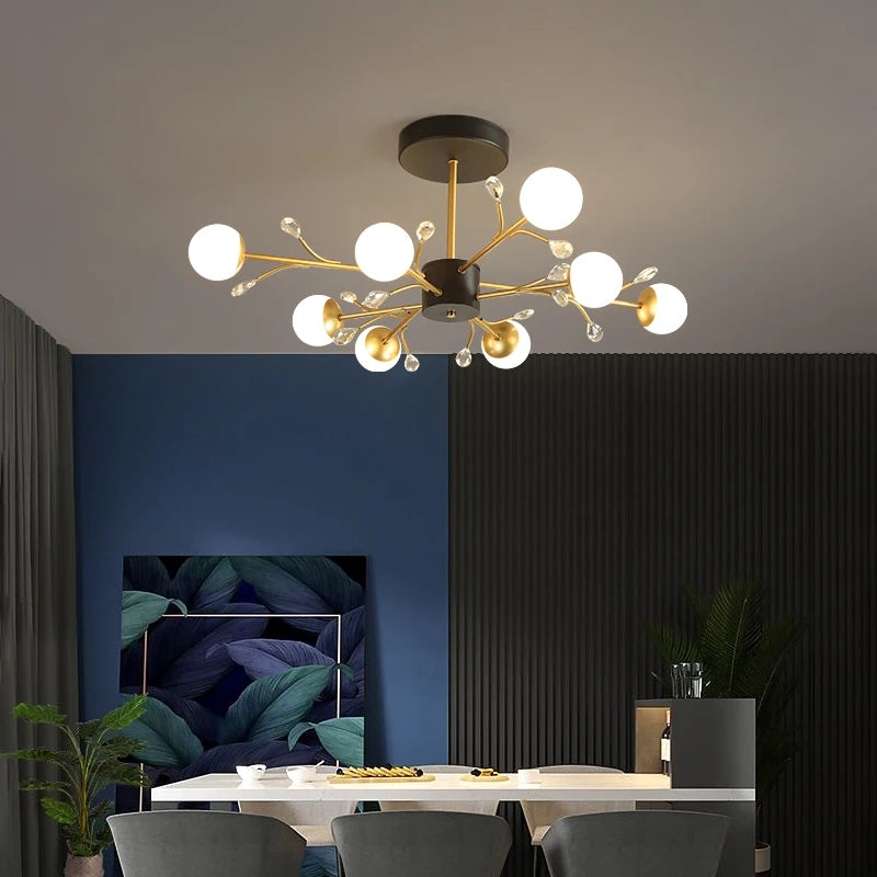 Postmodern gold modern chandelier luxury lustres de cristal living room lamp simple bedroom atmosphere Nordic dinning chandelier