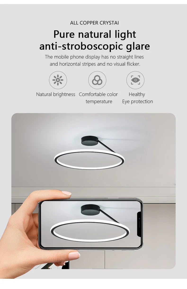 Modern Simple Circle Led Chandelier for Living Dining Room Kitchen Food Tables Bedroom Pendant Lights Home Decor Light Fixture