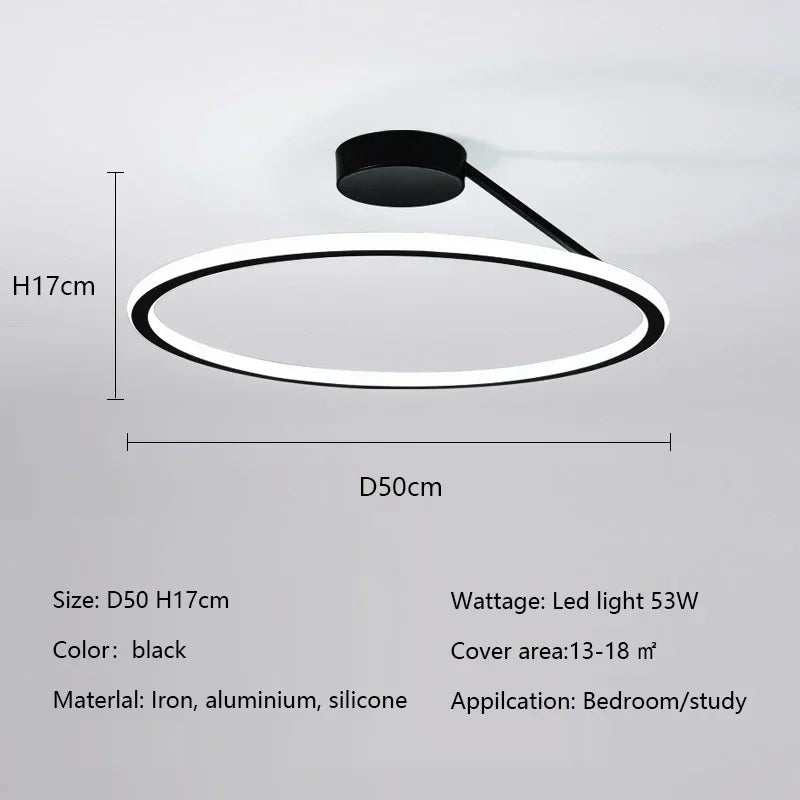 Modern Simple Circle Led Chandelier for Living Dining Room Kitchen Food Tables Bedroom Pendant Lights Home Decor Light Fixture