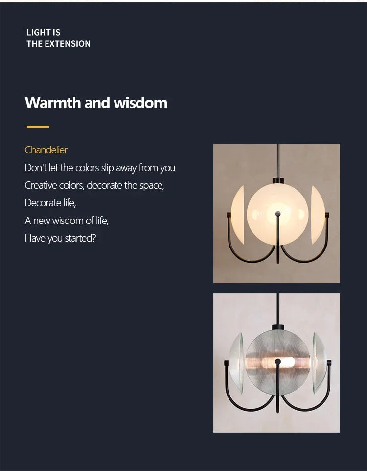 Postmodern Minimalist Chandelier Luxury Glass LED Pendant Lamp for Living Dining Room Bedside Bedroom Light Suspension Luminaire