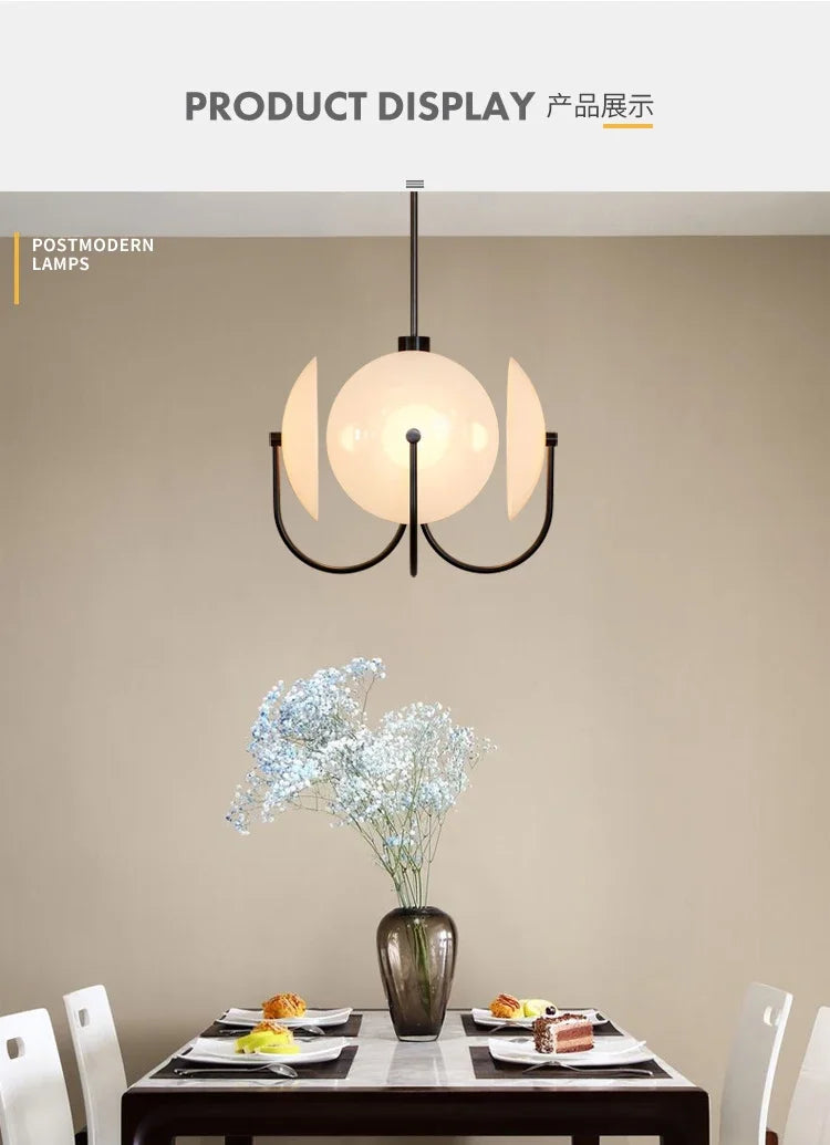 Postmodern Minimalist Chandelier Luxury Glass LED Pendant Lamp for Living Dining Room Bedside Bedroom Light Suspension Luminaire
