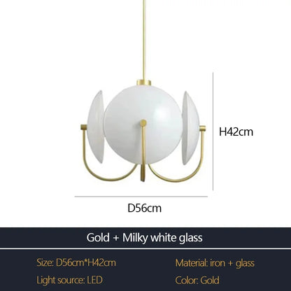 Postmodern Minimalist Chandelier Luxury Glass LED Pendant Lamp for Living Dining Room Bedside Bedroom Light Suspension Luminaire
