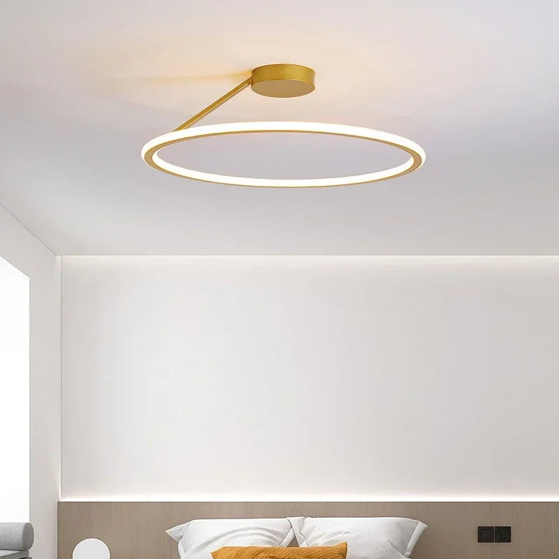 Modern Simple Circle Led Chandelier for Living Dining Room Kitchen Food Tables Bedroom Pendant Lights Home Decor Light Fixture