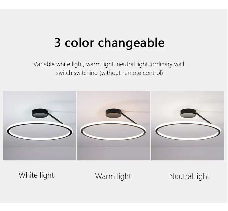 Modern Simple Circle Led Chandelier for Living Dining Room Kitchen Food Tables Bedroom Pendant Lights Home Decor Light Fixture
