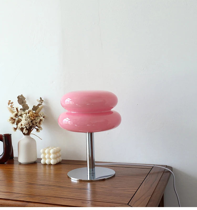 Macaron Glass Table Lamp Trichromatic Dimming Living Room Atmosphere Lamps Eye Protection Night Light Girl Bedroom Bedside Decor