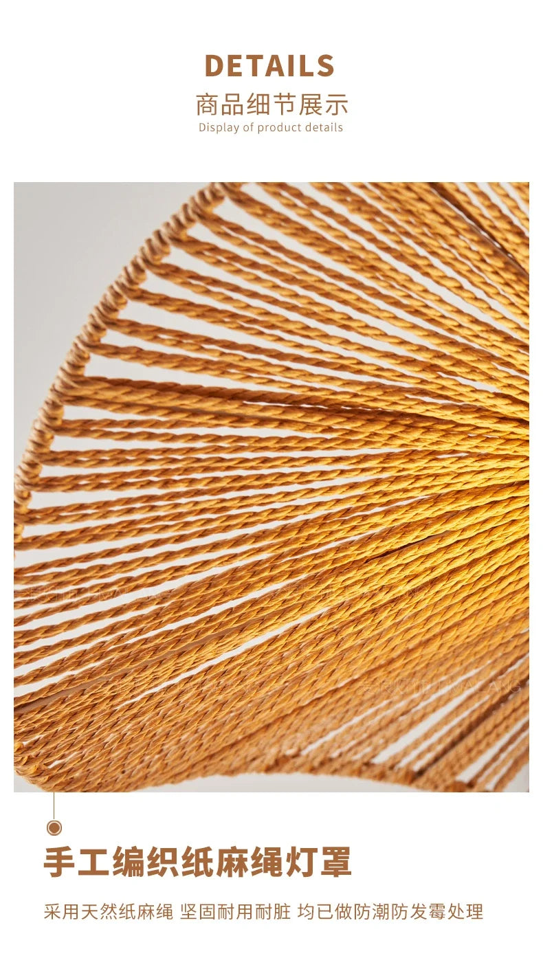 Rattan art woven chandelier Japanese Pendant lamp for Restaurant Bedroom Study Living room Straw hat woven Pendant light