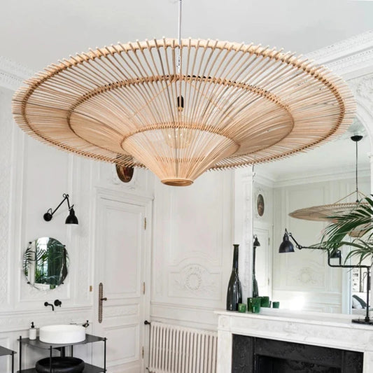 New Rattan Pendant Light Vintage Designer Luminaire Restaurant Dining Room Bar Light Fixtures Retro Home Decor Modern Chandelier