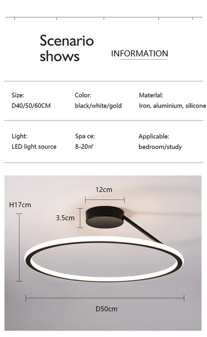 Modern Simple Circle Led Chandelier for Living Dining Room Kitchen Food Tables Bedroom Pendant Lights Home Decor Light Fixture