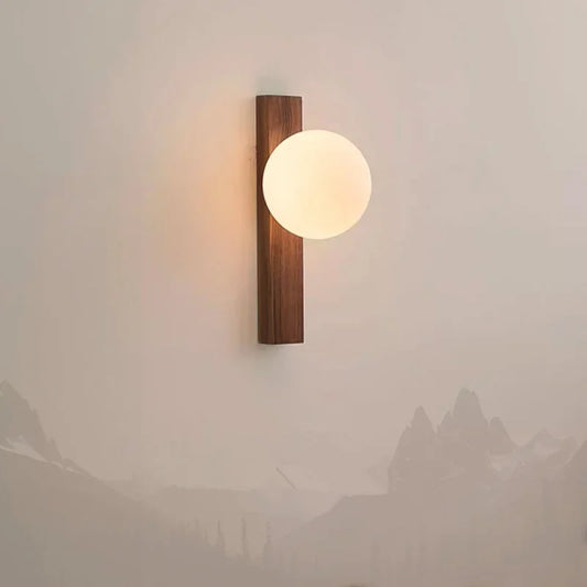 Walnut Wood Wall Lamp Milk white Glass light Wabi-sabi Minimalist light for Bedroom Living room Aisle balcony Bedside Wall Lamp