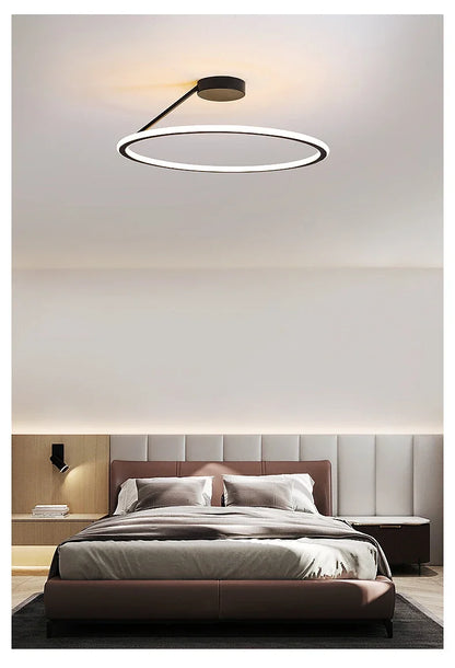 Modern Simple Circle Led Chandelier for Living Dining Room Kitchen Food Tables Bedroom Pendant Lights Home Decor Light Fixture