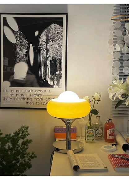 Medieval Bauhaus Floor Lamp American Retro Warm Egg Tart Floor Lights Nordic Bedroom Bedside Standing Lamps for Living Room