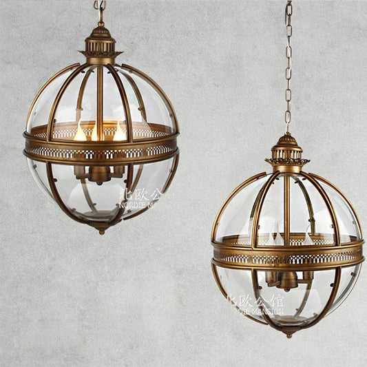 American Vintage Globe Restaurant Chandelier Lighting Suspension Luminaire Lampen Lustre For Foyer Living Room Corridor Led Lamp