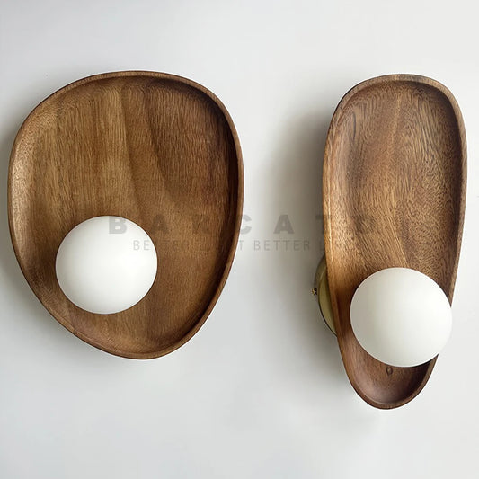 Natural Wooden Wall Lamps Home Decorations Art Vintage Retro Lighting Fixtures G4 Bedroom Living Room Corridor Aside Wall Lights