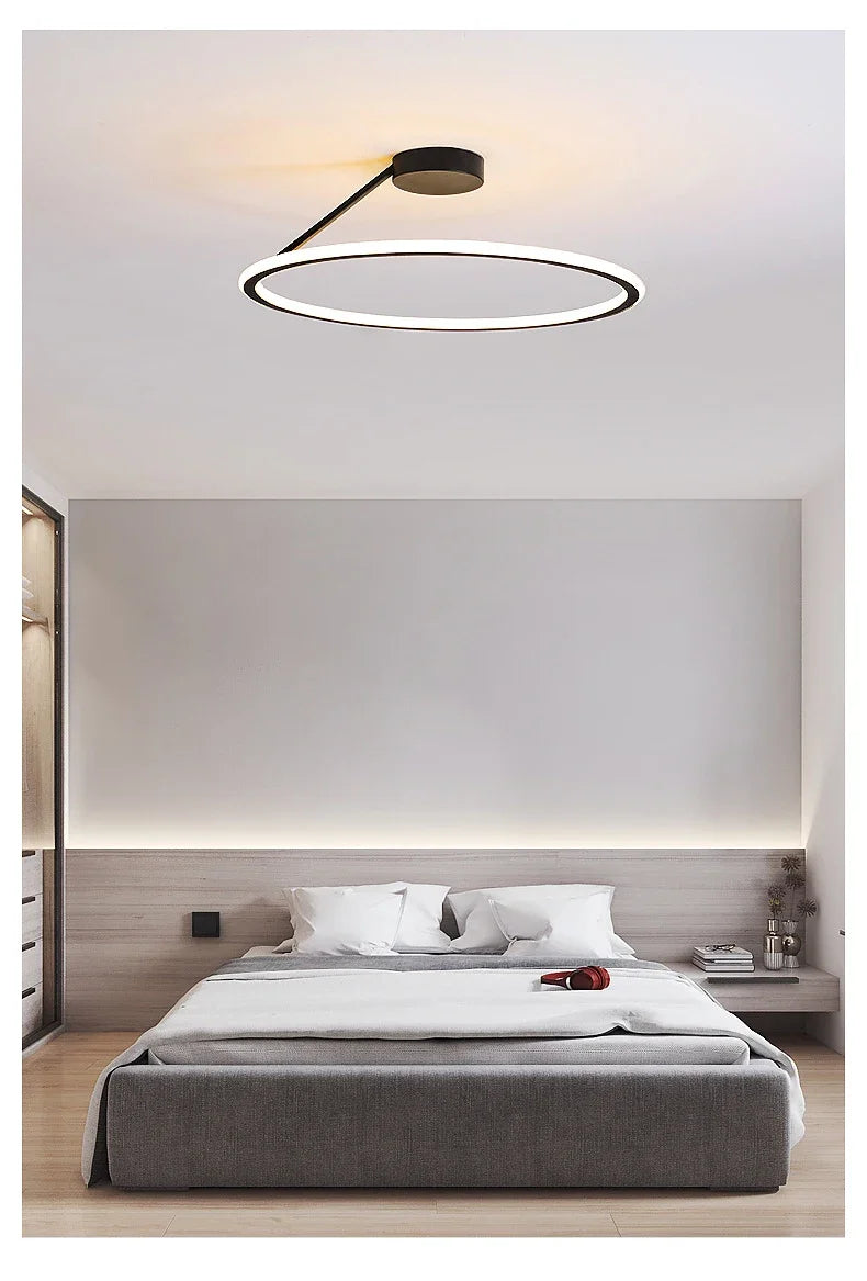 Modern Simple Circle Led Chandelier for Living Dining Room Kitchen Food Tables Bedroom Pendant Lights Home Decor Light Fixture