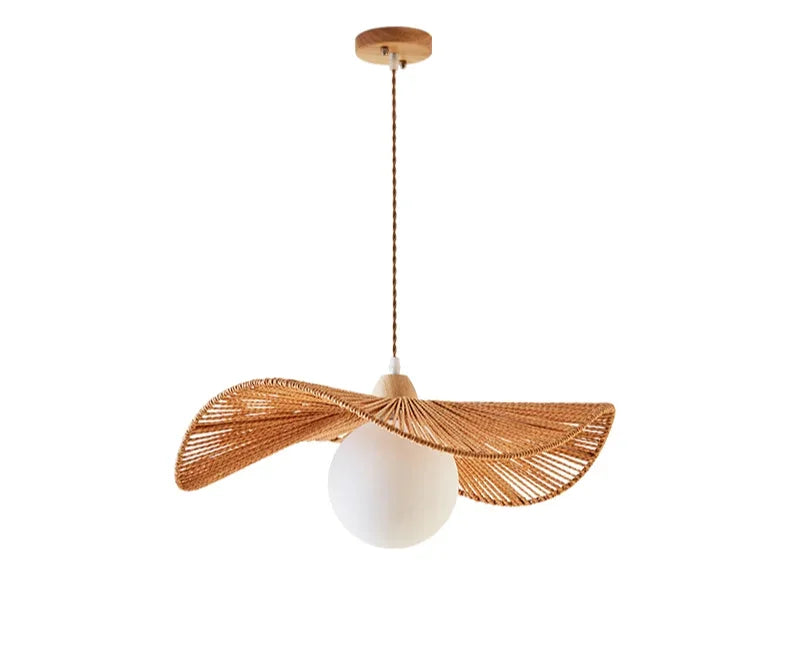 Rattan art woven chandelier Japanese Pendant lamp for Restaurant Bedroom Study Living room Straw hat woven Pendant light