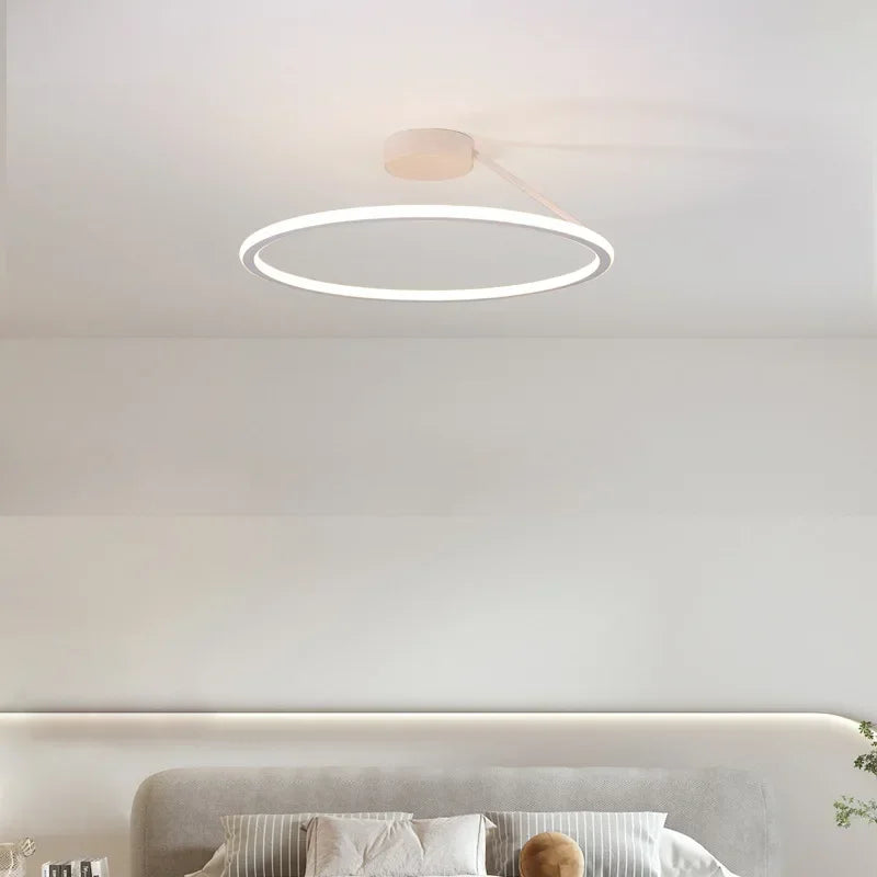 Modern Simple Circle Led Chandelier for Living Dining Room Kitchen Food Tables Bedroom Pendant Lights Home Decor Light Fixture