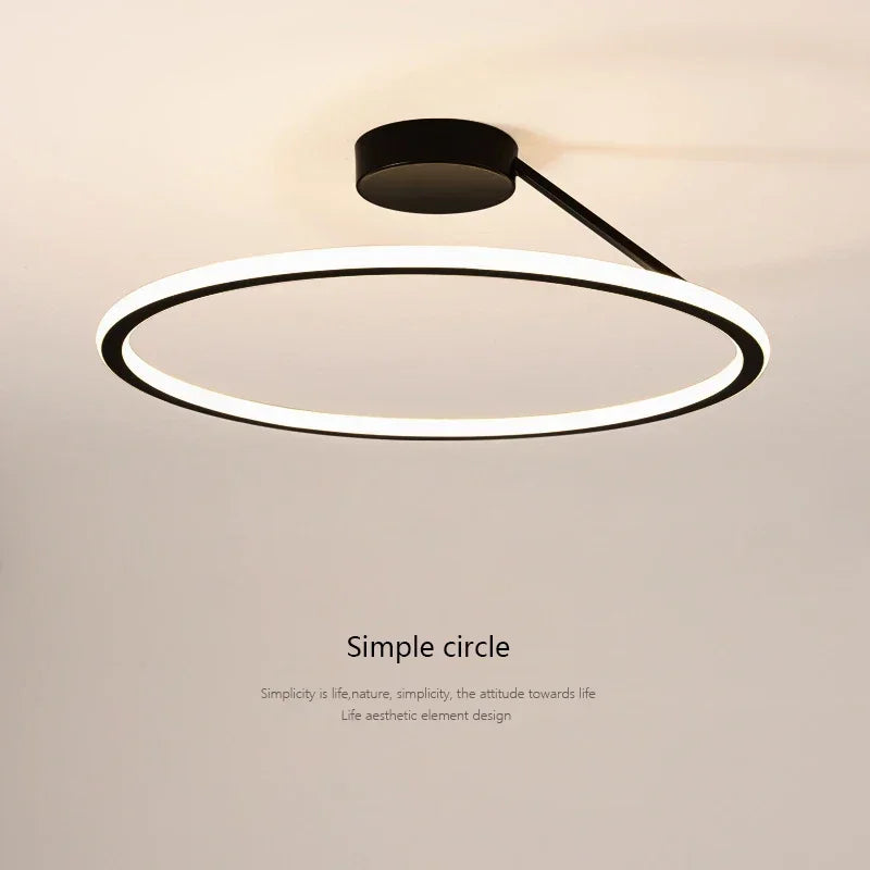 Modern Simple Circle Led Chandelier for Living Dining Room Kitchen Food Tables Bedroom Pendant Lights Home Decor Light Fixture