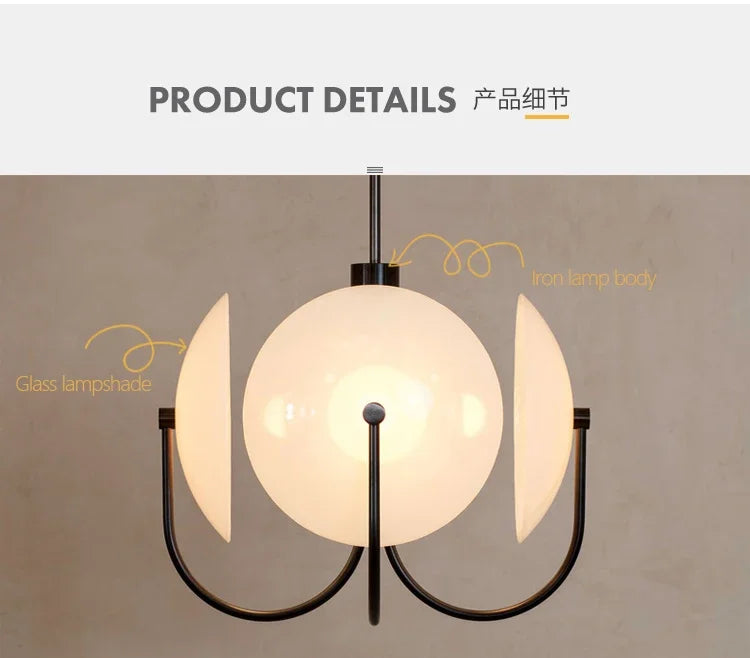 Postmodern Minimalist Chandelier Luxury Glass LED Pendant Lamp for Living Dining Room Bedside Bedroom Light Suspension Luminaire