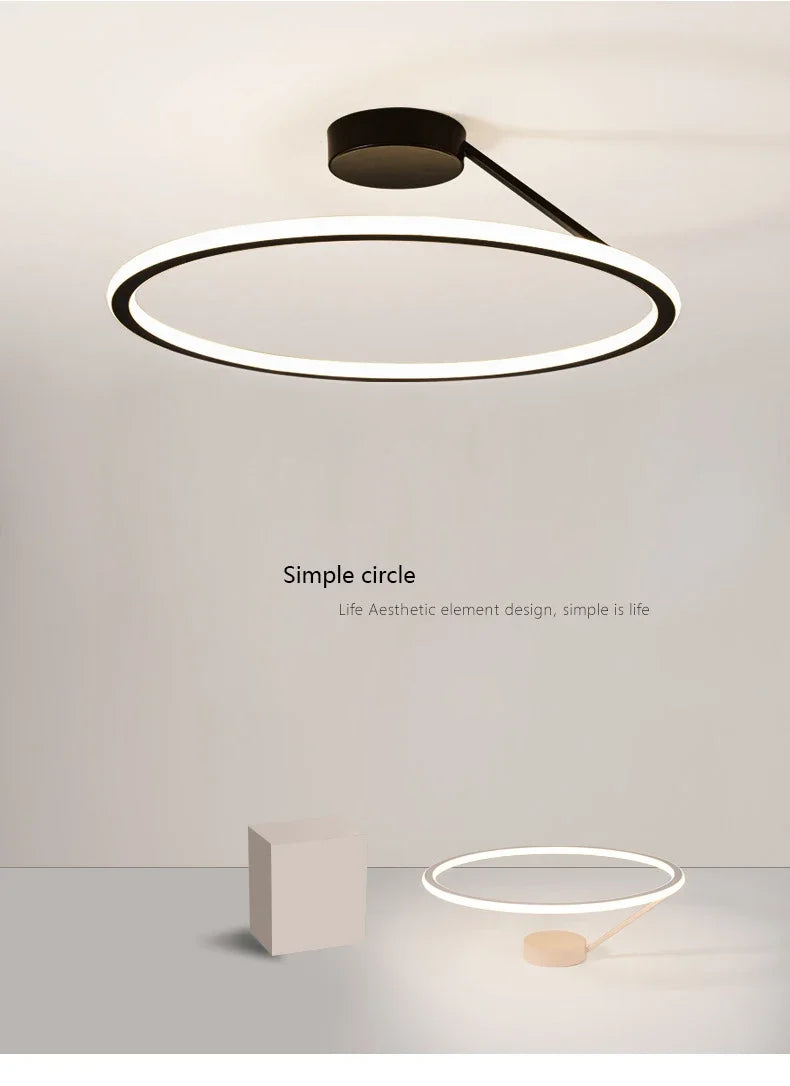 Modern Simple Circle Led Chandelier for Living Dining Room Kitchen Food Tables Bedroom Pendant Lights Home Decor Light Fixture