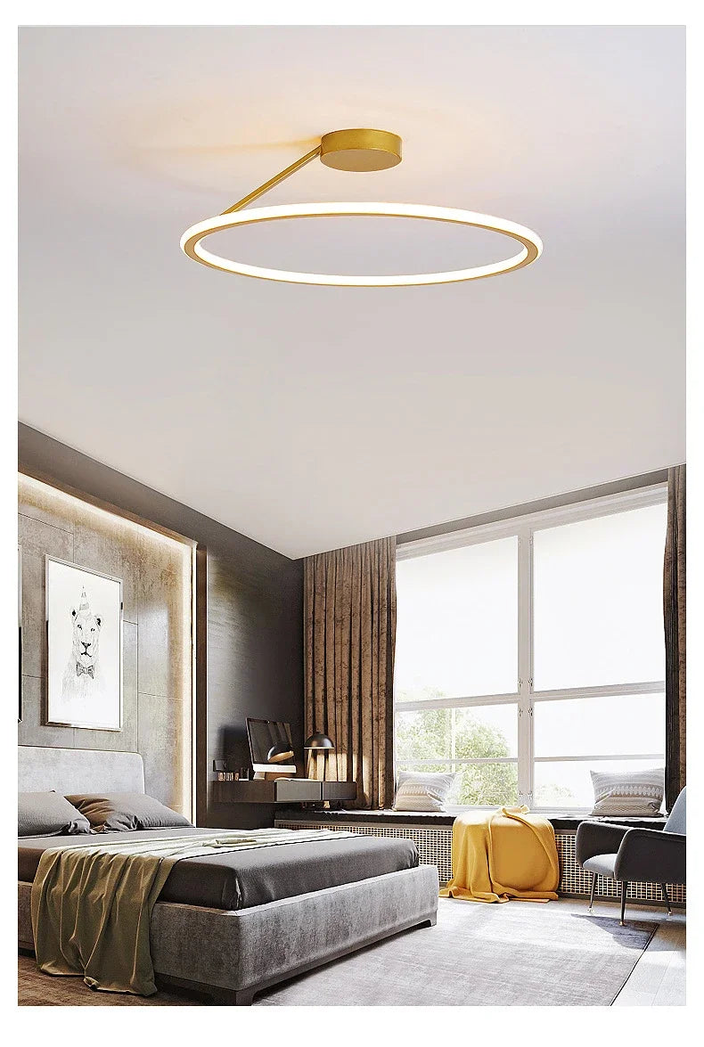 Modern Simple Circle Led Chandelier for Living Dining Room Kitchen Food Tables Bedroom Pendant Lights Home Decor Light Fixture