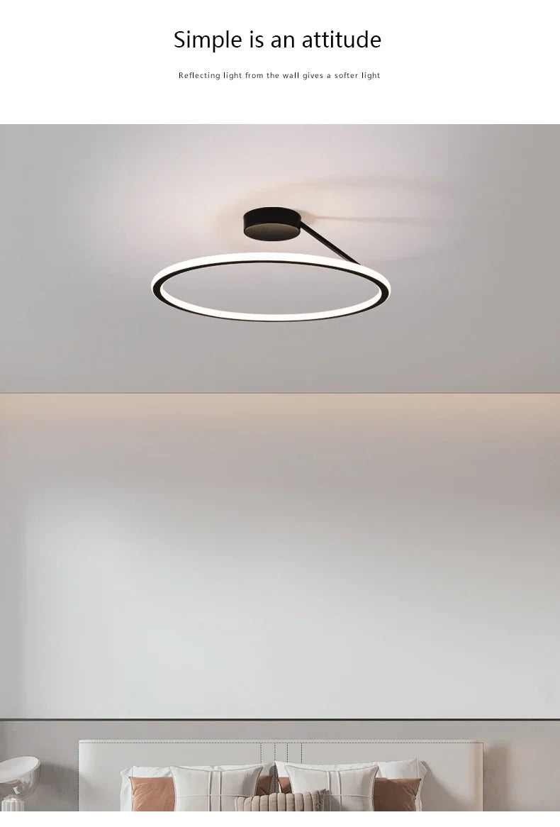 Modern Simple Circle Led Chandelier for Living Dining Room Kitchen Food Tables Bedroom Pendant Lights Home Decor Light Fixture