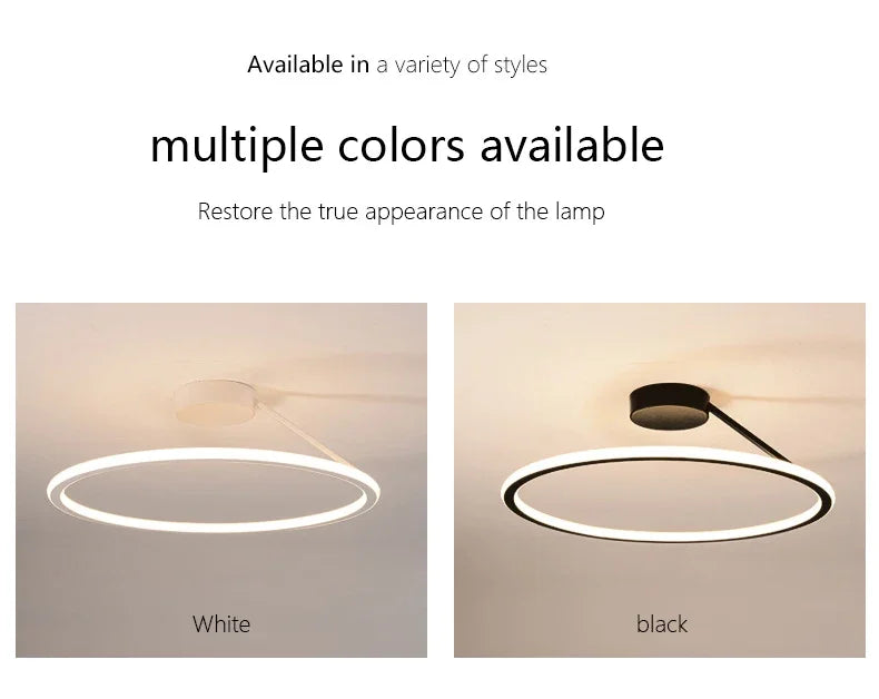 Modern Simple Circle Led Chandelier for Living Dining Room Kitchen Food Tables Bedroom Pendant Lights Home Decor Light Fixture