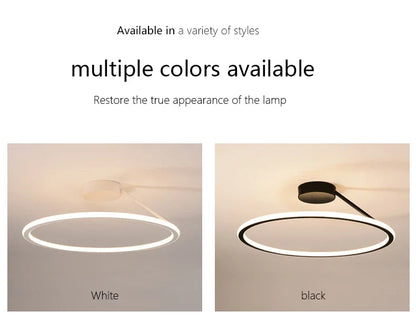 Modern Simple Circle Led Chandelier for Living Dining Room Kitchen Food Tables Bedroom Pendant Lights Home Decor Light Fixture